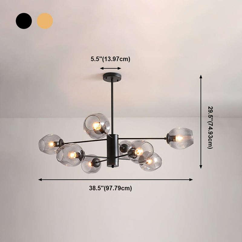 Contemporary Hanging Ceiling Lights Clear Glass Pendant Chandelier for Living Room