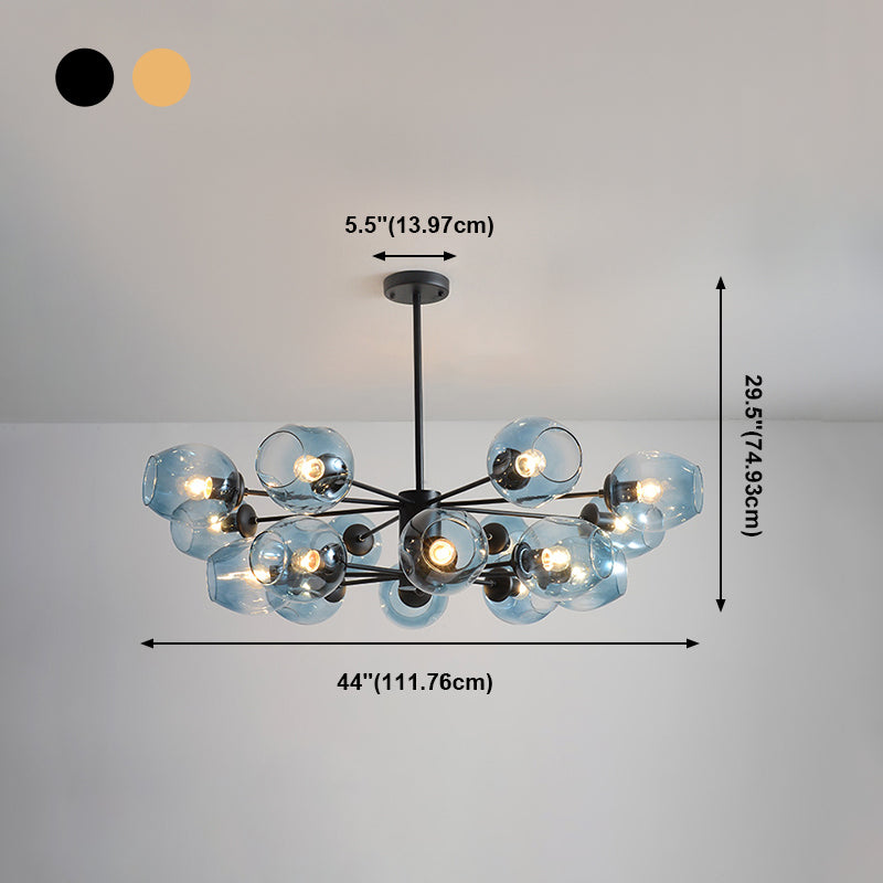 Contemporary Hanging Ceiling Lights Clear Glass Pendant Chandelier for Living Room