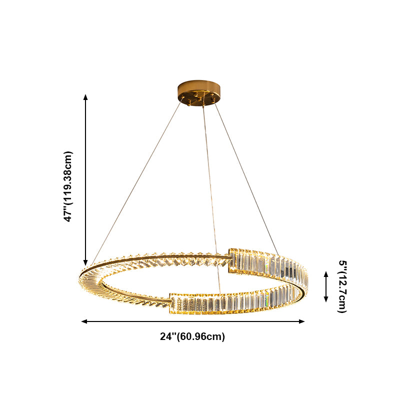 Modern Creative LED Pendant Light Electroplate Iron Linear Chandelier with Crystal Shade