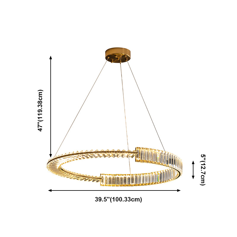 Modern Creative LED Pendant Light Electroplate Iron Linear Chandelier with Crystal Shade