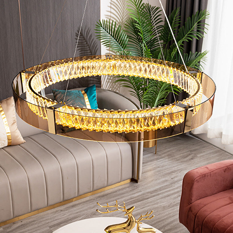 Luce a ciondolo a LED a LED CRYSTALE in lampadario moderno in acciaio inossidabile in stile lusso per camera da letto