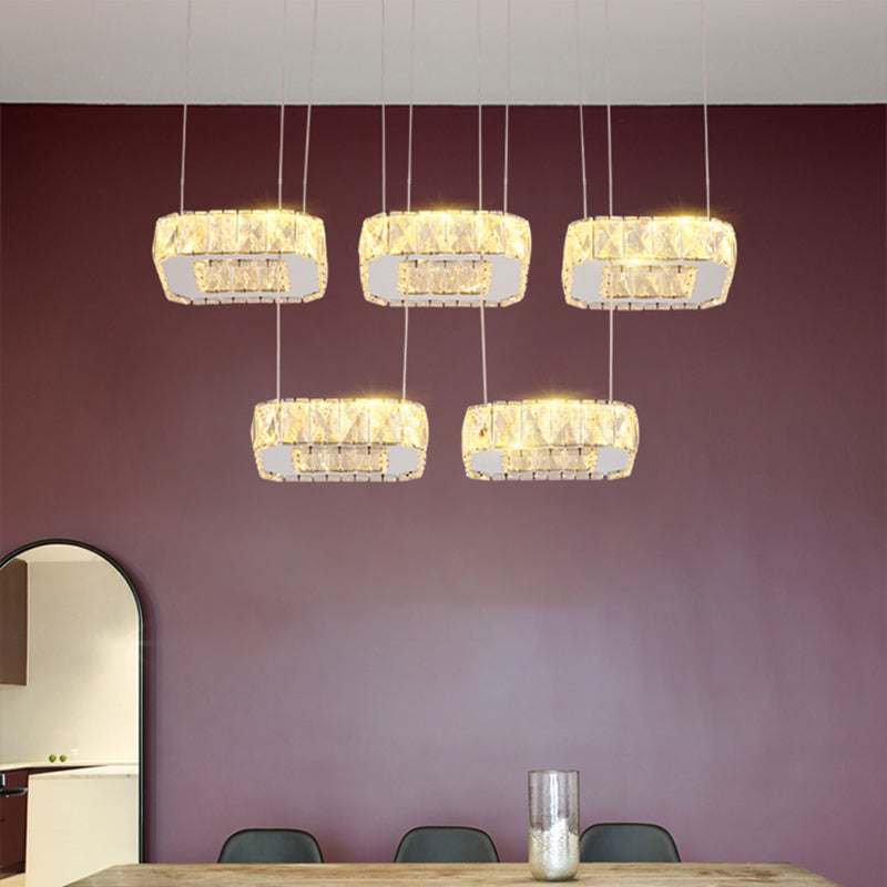 Luz de colgante cuadrado Luminación de la isla de cocina contemporánea con sombra de cristal