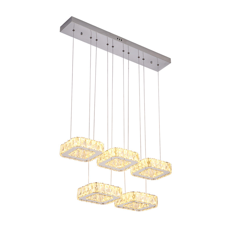 Luz de colgante cuadrado Luminación de la isla de cocina contemporánea con sombra de cristal
