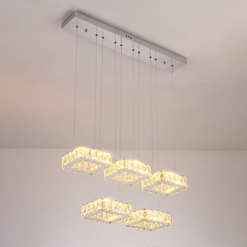 Luz de colgante cuadrado Luminación de la isla de cocina contemporánea con sombra de cristal