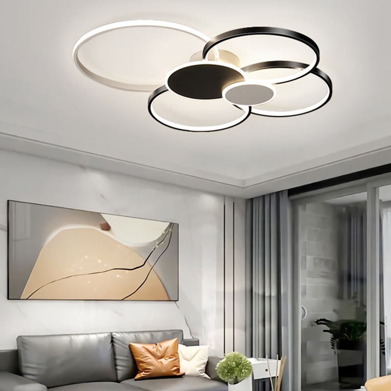 Plafonnier LED multi-anneaux encastré simple pour salon