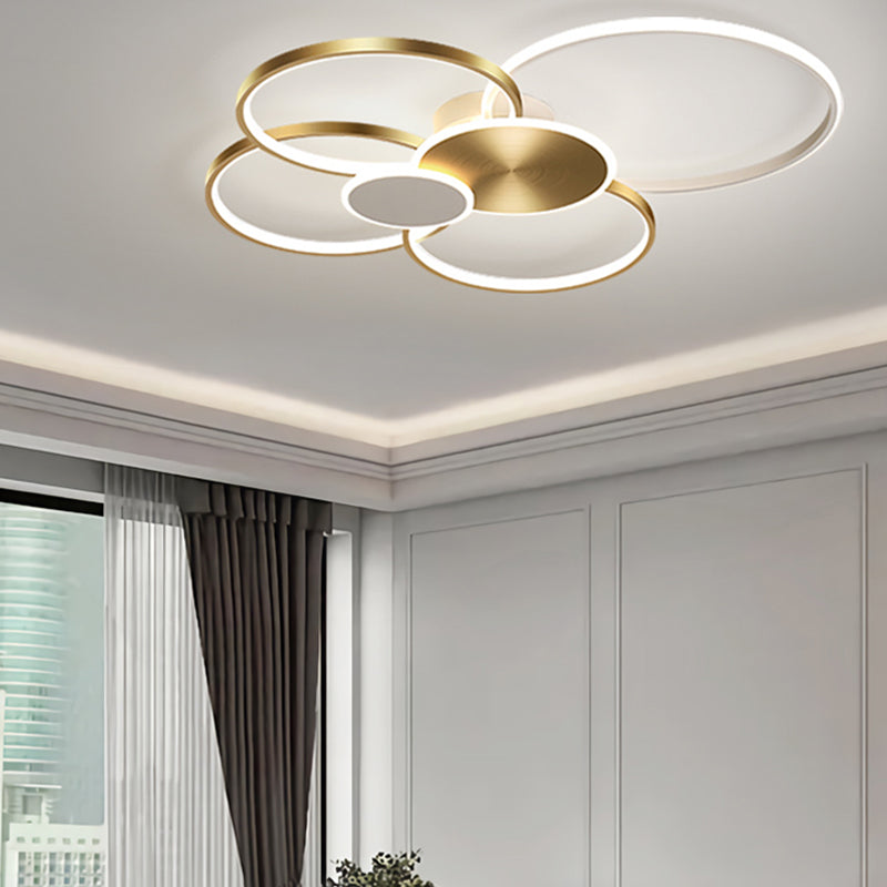 Plafonnier LED multi-anneaux encastré simple pour salon