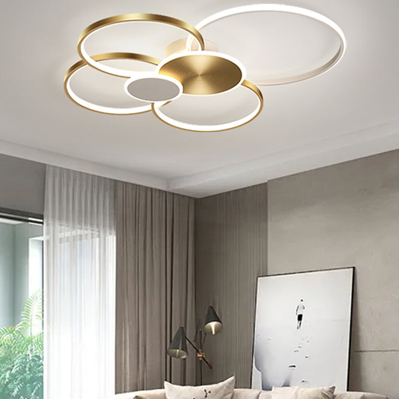 Plafonnier LED multi-anneaux encastré simple pour salon