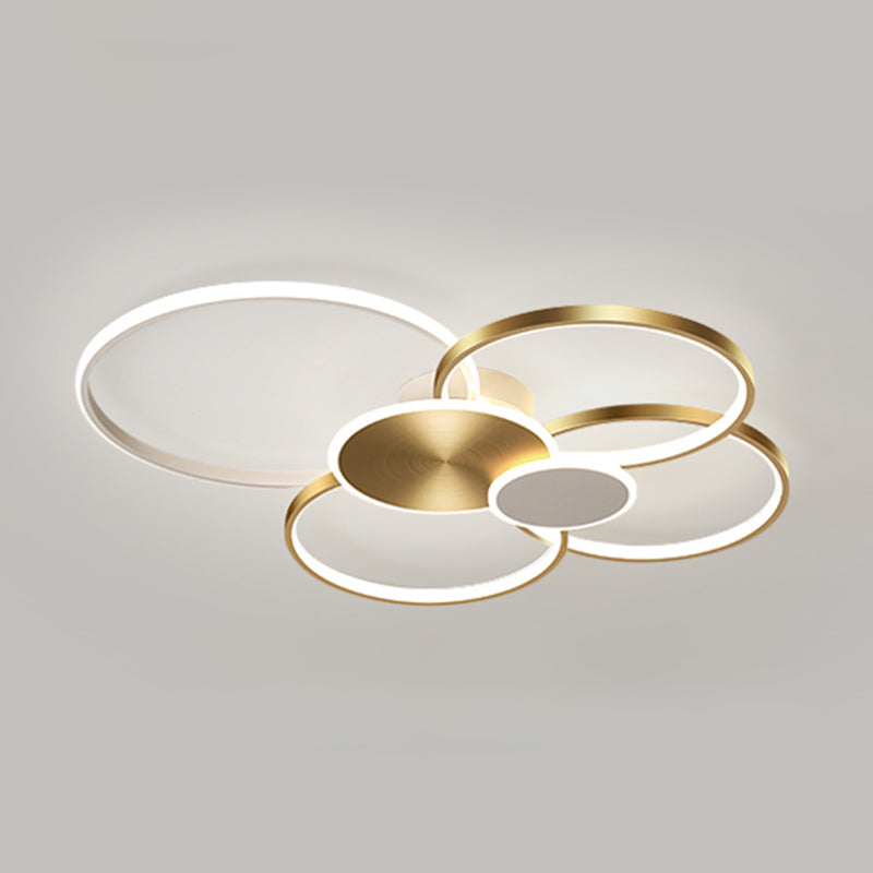 Plafonnier LED multi-anneaux encastré simple pour salon