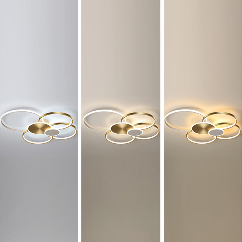Plafonnier LED multi-anneaux encastré simple pour salon