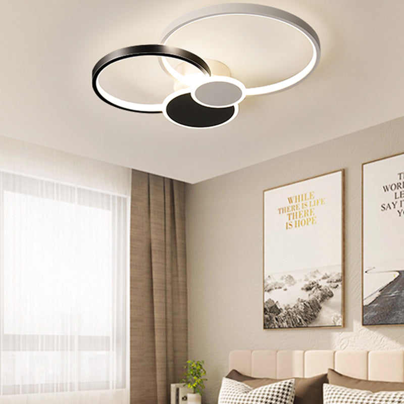 Plafonnier LED multi-anneaux encastré simple pour salon