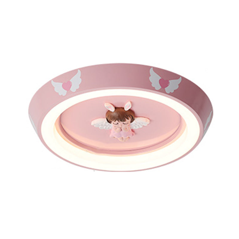 Angel Modern Minimalism Ceiling Light Pink Bedroom Flush-mount Lamp