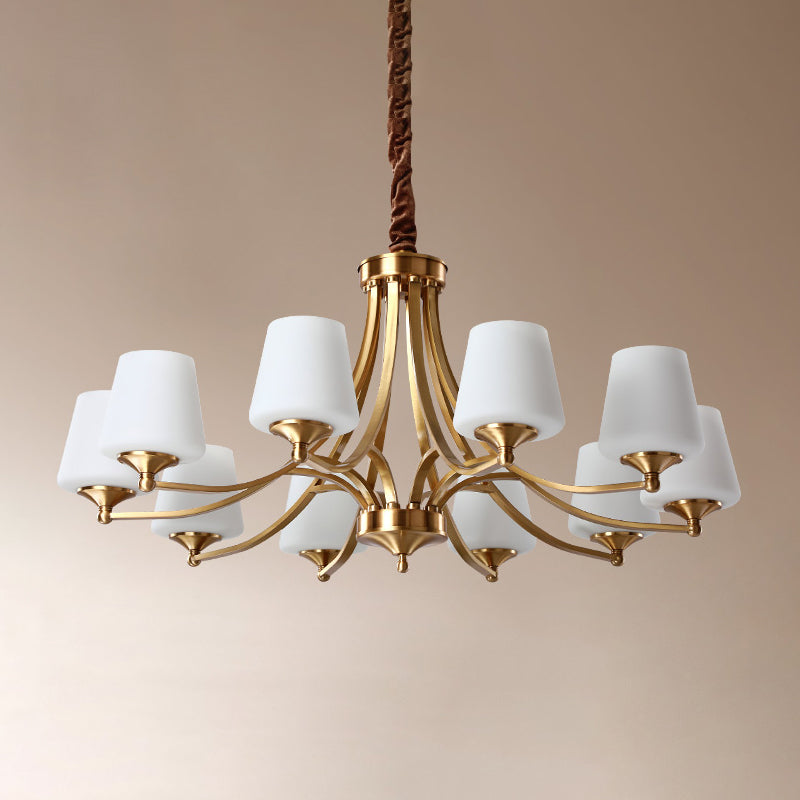 Copper Chandelier Light Fixtures American Style Multi-Head Bell Suspension Lamps for Living Room