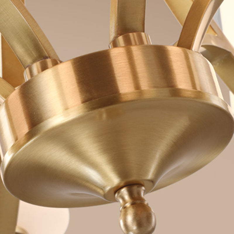 Copper Chandelier Light Fixtures American Style Multi-Head Bell Suspension Lamps for Living Room