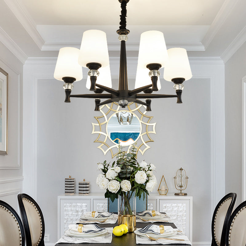Glass Shade Metal Chandelier Light Fixtures American Style Multi-Head Bell Suspension Lamp