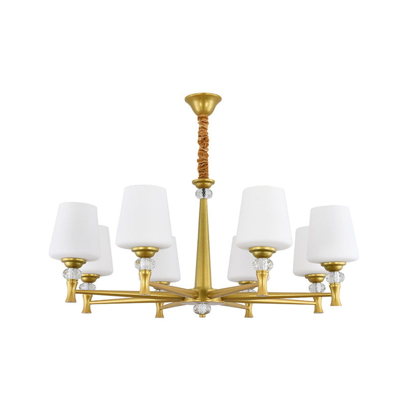 Glass Shade Metal Chandelier Light Fixtures American Style Multi-Head Bell Suspension Lamp