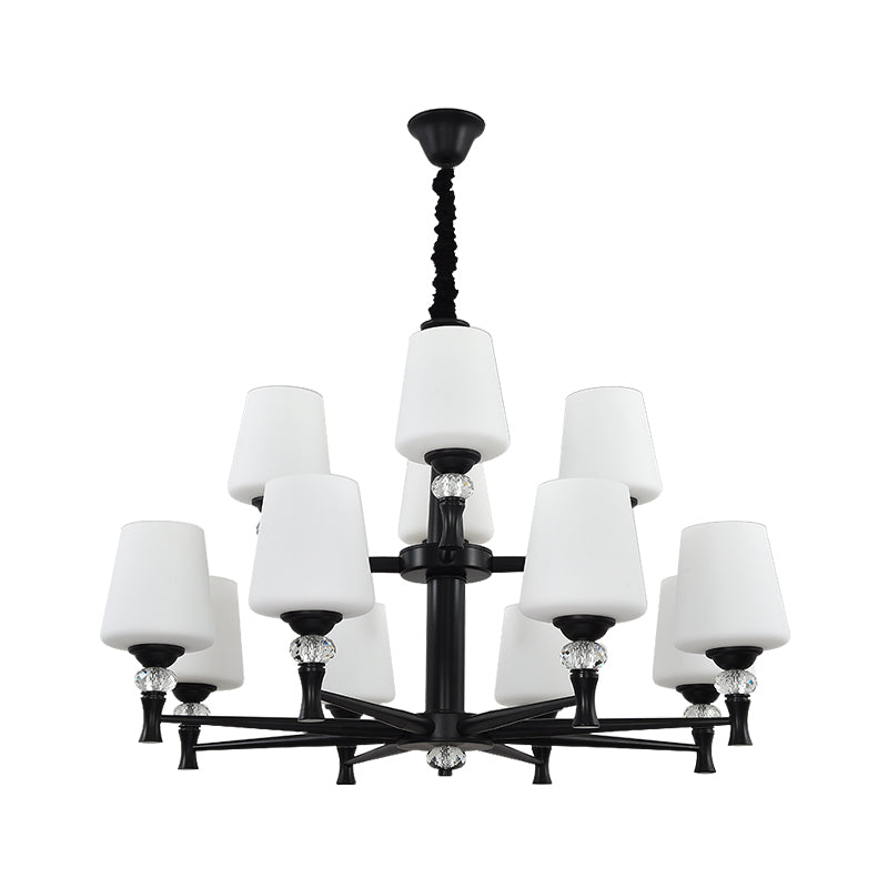 Glass Shade Metal Chandelier Light Fixtures American Style Multi-Head Bell Suspension Lamp
