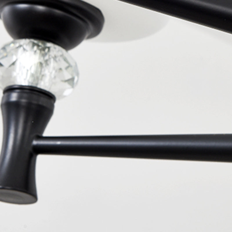 Glass Shade Metal Chandelier Light Fixtures American Style Multi-Head Bell Suspension Lamp