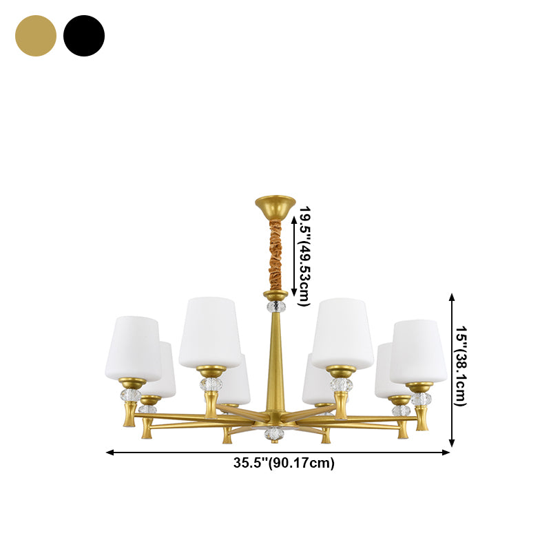 Glass Shade Metal Chandelier Light Fixtures American Style Multi-Head Bell Suspension Lamp