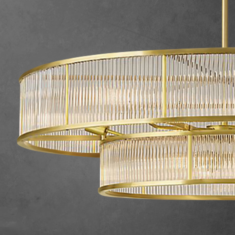Gold Metal Chandelier Light Fixtures Traditional Round Multi-Head Hanging Pendant Lamps with Crystal