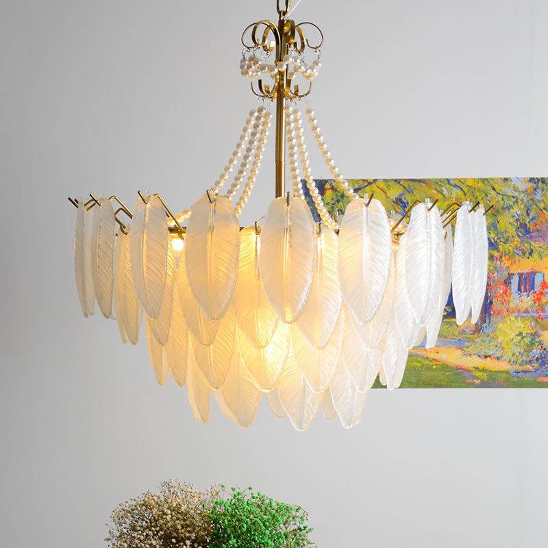 Gold Metal Chandelier Light Fixtures American Style Multi-Head Suspension Lamps for Living Room