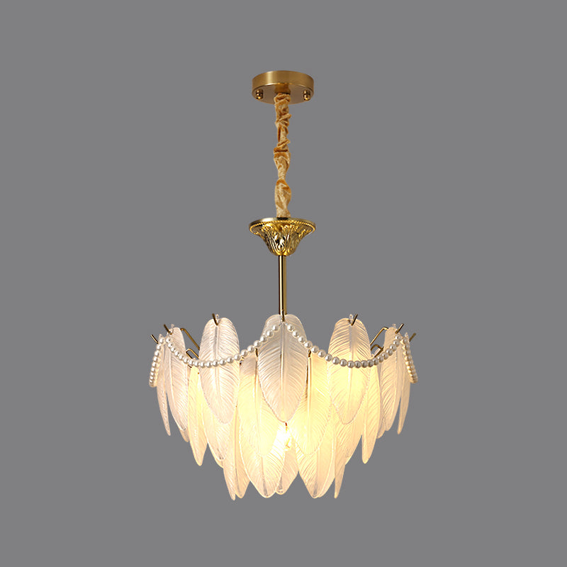 Gold Metal Chandelier Light Fixtures American Style Multi-Head Suspension Lamps for Living Room