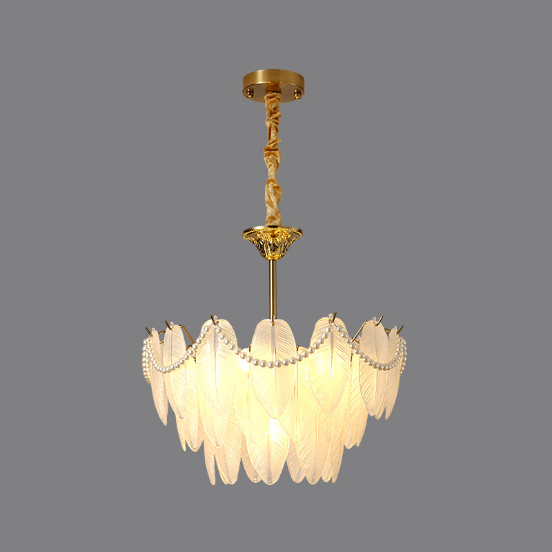 Gold Metal Chandelier Light Fixtures American Style Multi-Head Suspension Lamps for Living Room