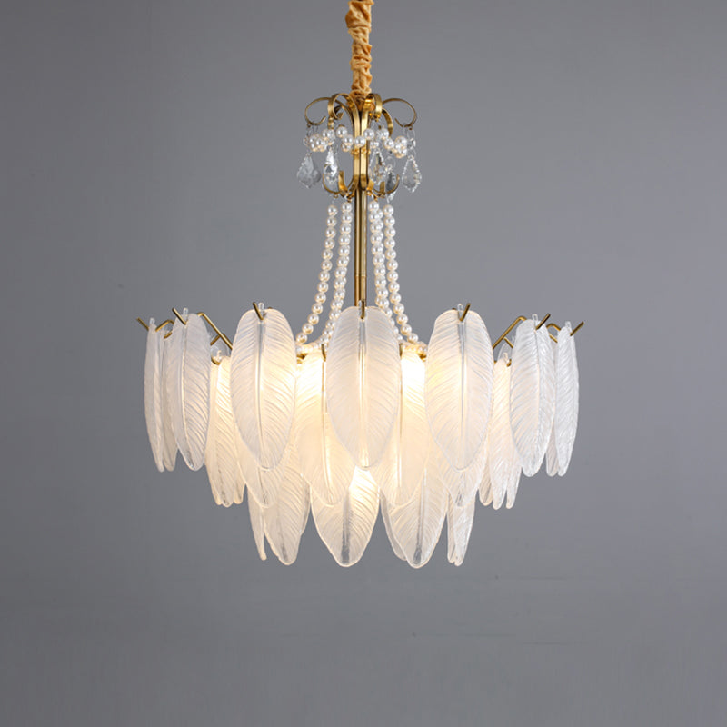 Gold Metal Chandelier Light Fixtures American Style Multi-Head Suspension Lamps for Living Room
