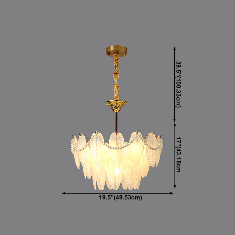 Gold Metal Chandelier Light Fixtures American Style Multi-Head Suspension Lamps for Living Room