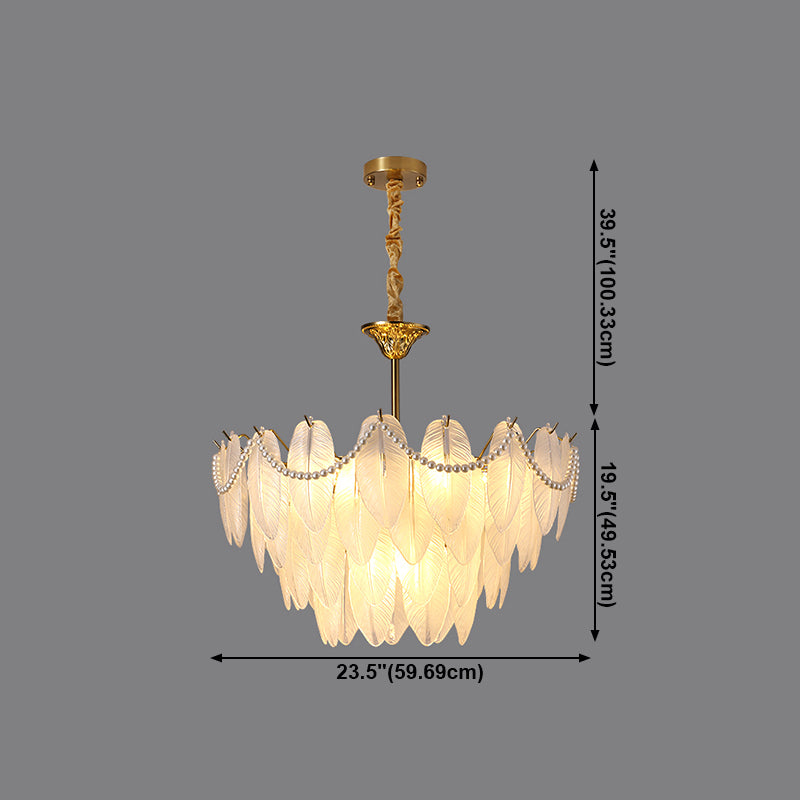 Gold Metal Chandelier Light Fixtures American Style Multi-Head Suspension Lamps for Living Room