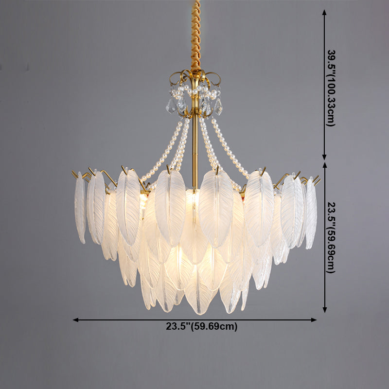 Gold Metal Chandelier Light Fixtures American Style Multi-Head Suspension Lamps for Living Room