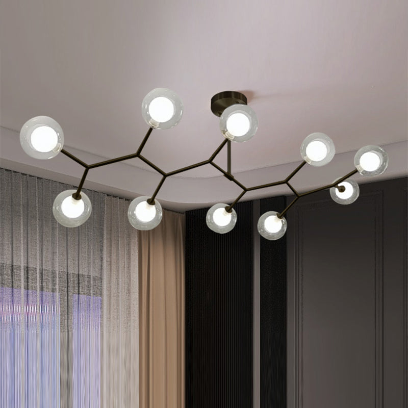 Nordic Modern Dining Pendant Light Round Glass Shade Chandelier Chandelier Lightture pour salle à manger