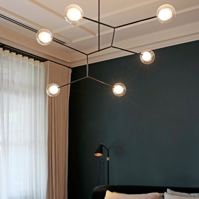 Nordic Modern Dining Pendant Light Round Glass Shade Chandelier Chandelier Lightture pour salle à manger