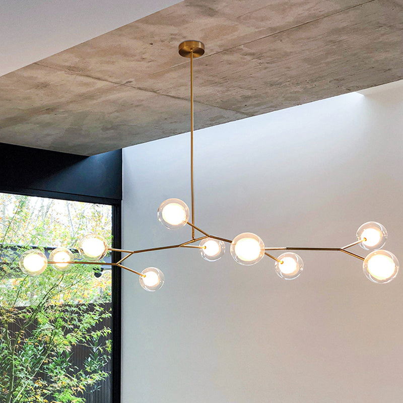 Nordic Modern Dining Pendant Light Round Glass Shade Chandelier Chandelier Lightture pour salle à manger