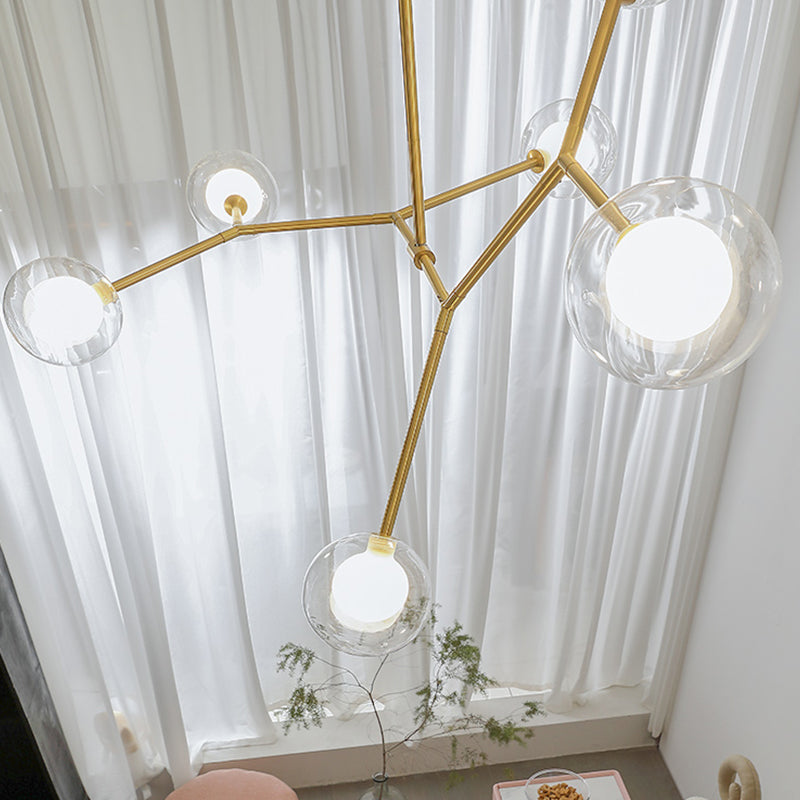 Nordic Modern Dining Pendant Light Round Glass Shade Chandelier Chandelier Lightture pour salle à manger