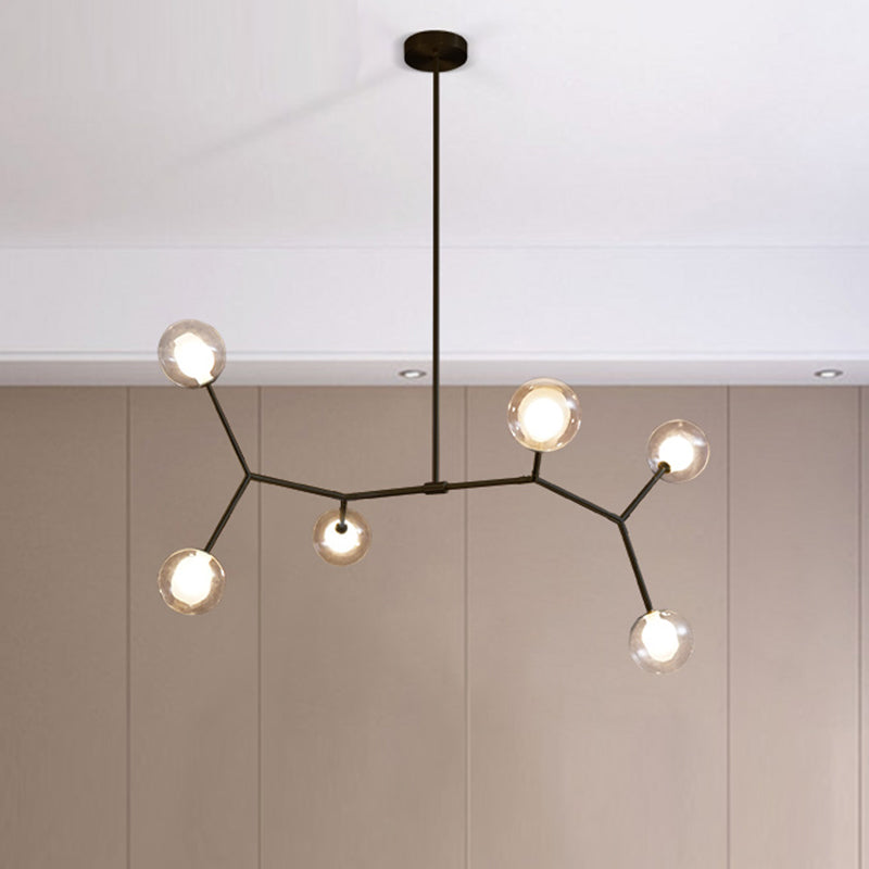 Nordic Modern Dining Pendant Light Round Glass Shade Chandelier Chandelier Lightture pour salle à manger