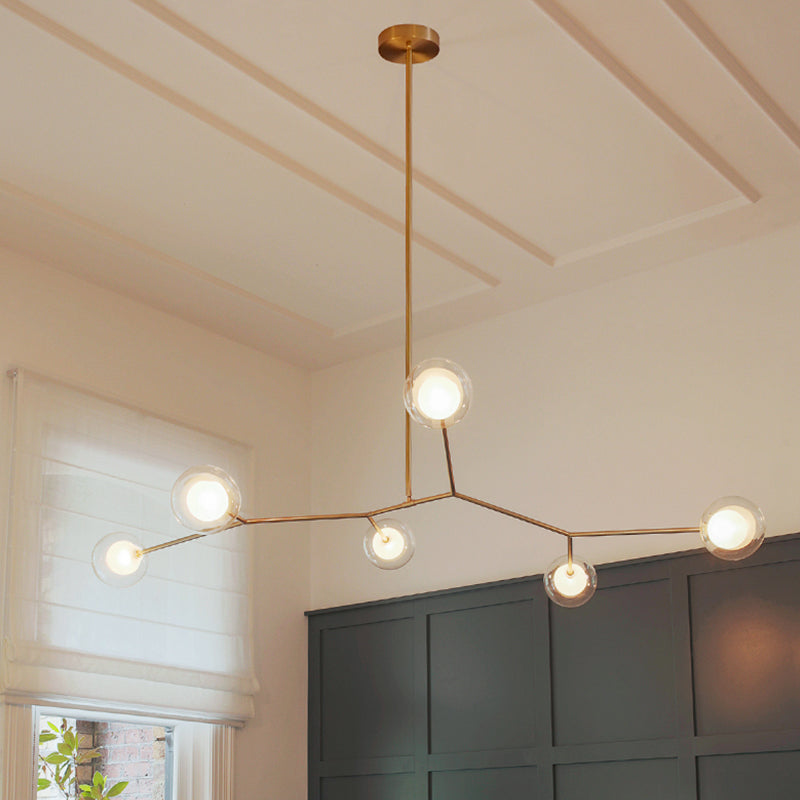 Nordic Modern Dining Pendant Light Round Glass Shade Chandelier Chandelier Lightture pour salle à manger