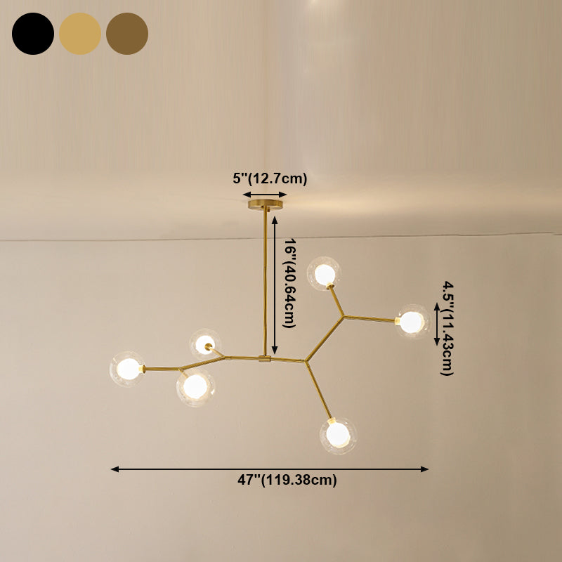 Nordic Modern Dining Pendant Light Round Glass Shade Chandelier Chandelier Lightture pour salle à manger