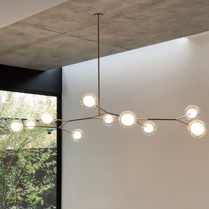 Nordic Modern Dining Island Light Glass Shade Chandelier Light Fixture for Dining Room