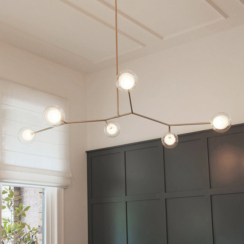 Nordic Modern Dining Island Light Glass Shade Chandelier Light Fixture for Dining Room