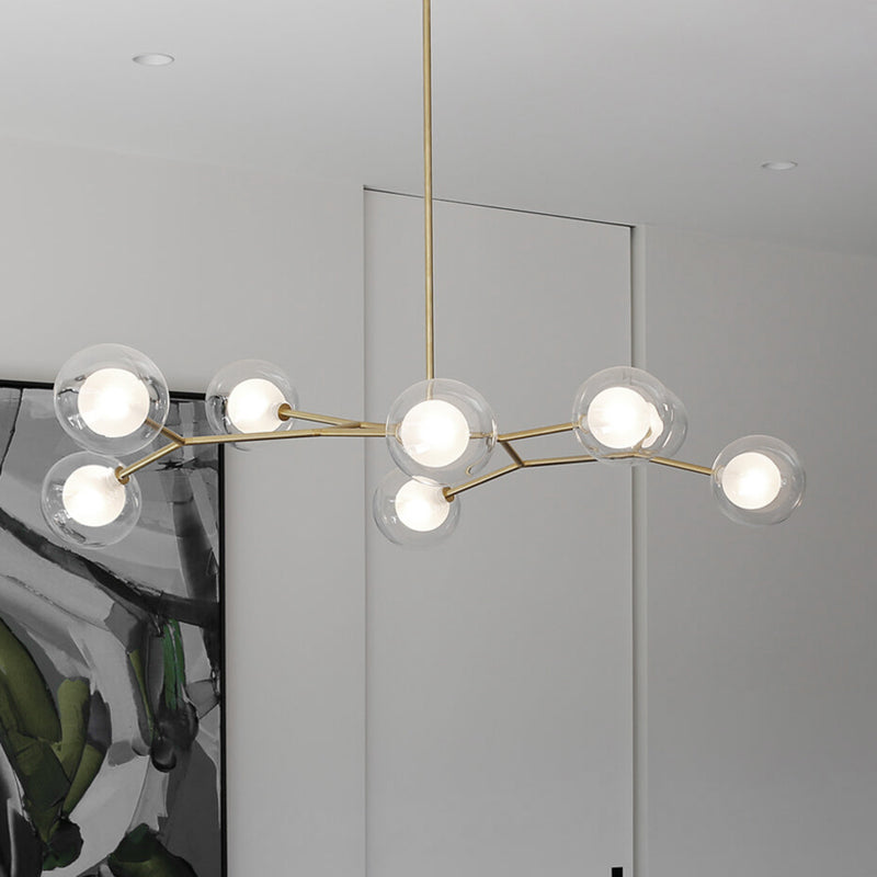 Nordic Modern Dining Island Light Glass Shade Chandelier Light Fixture for Dining Room