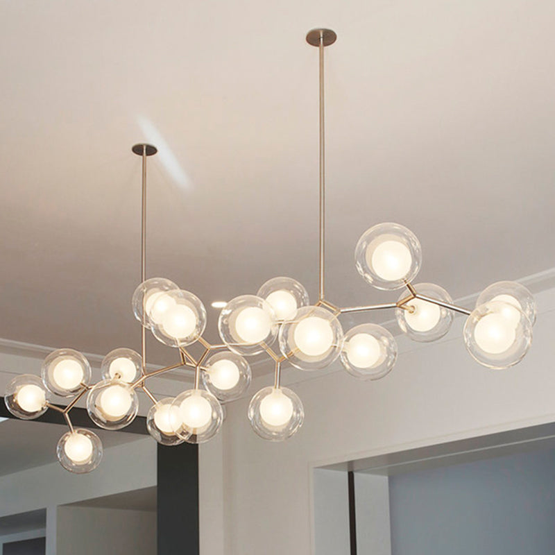 Nordic Modern Dining Island Light Glass Shade Chandelier Light Fixture for Dining Room