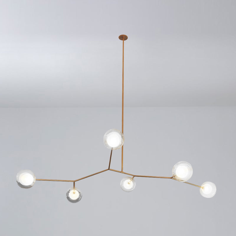 Nordic Modern Dining Island Light Glass Shade Chandelier Light Fixture for Dining Room