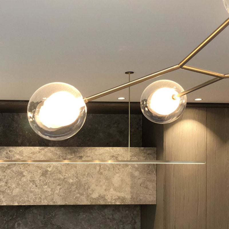 Nordic Modern Dining Island Light Glass Shade Chandelier Light Fixture for Dining Room