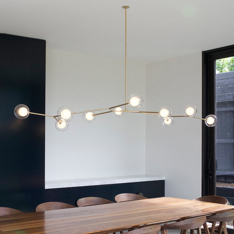 Nordic Modern Dining Island Light Glass Shade Chandelier Light Fixture for Dining Room