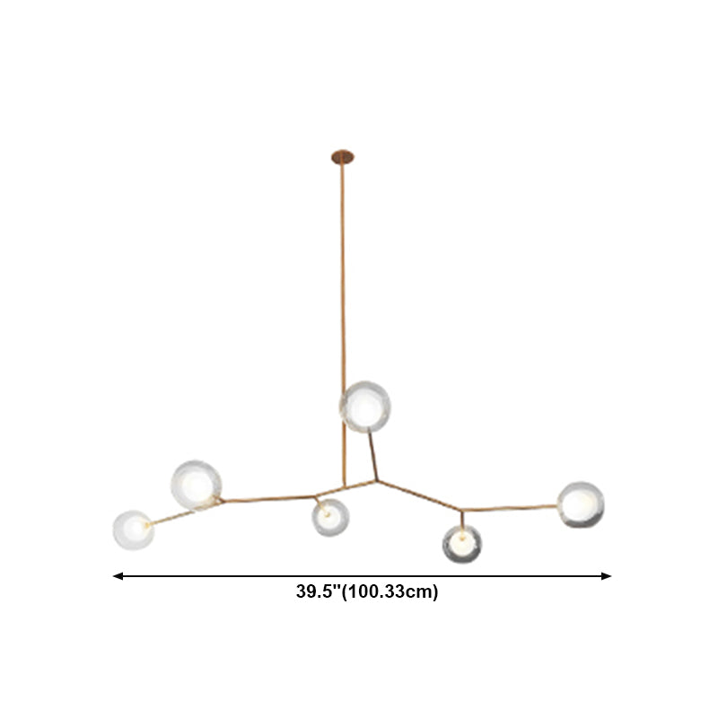 Nordic Modern Dining Island Light Glass Shade Chandelier Light Fixture for Dining Room