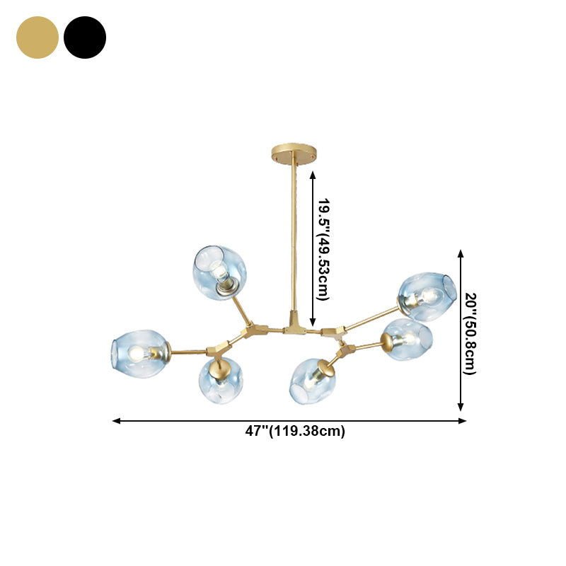 Nordic Modern Chandelier Light Dining Room Glass Shade Hanging Light Fixture