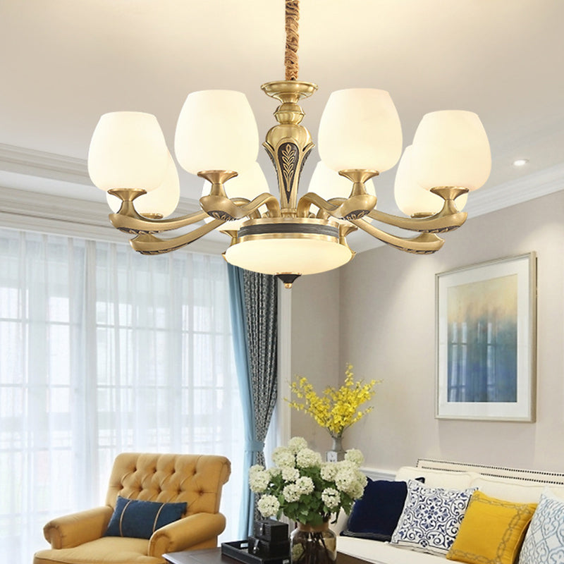 Glass American Chandelier Bowl Shape Multi Light Hanging Light pour le restaurant