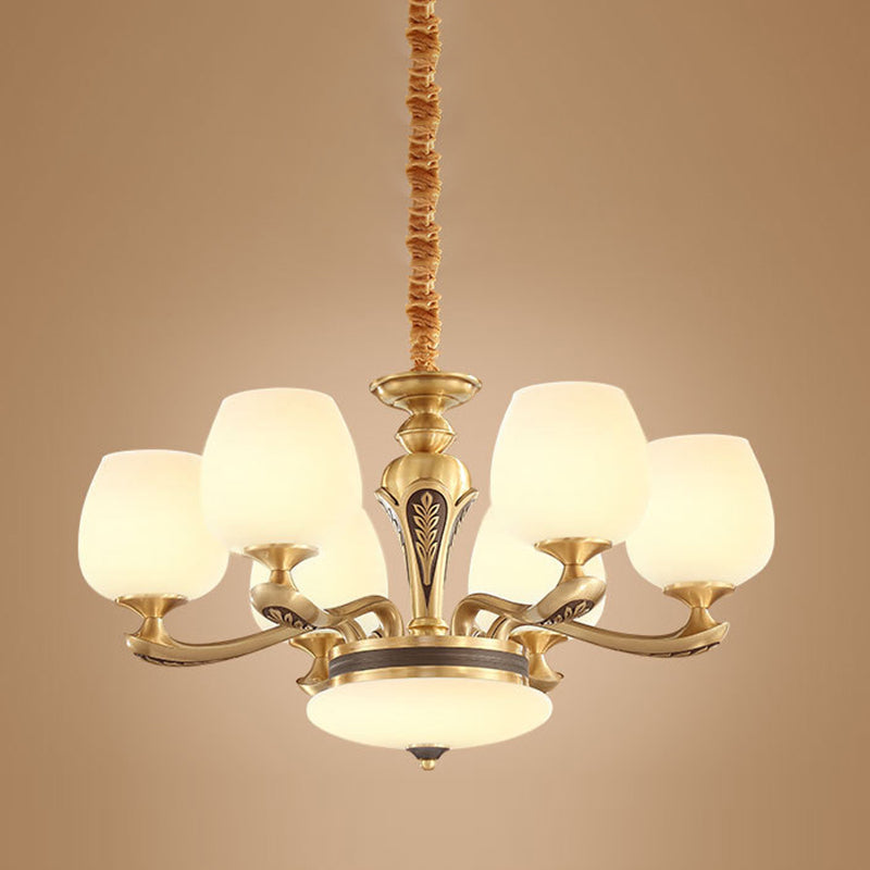 Glass American Chandelier Bowl Shape Multi Light Hanging Light pour le restaurant