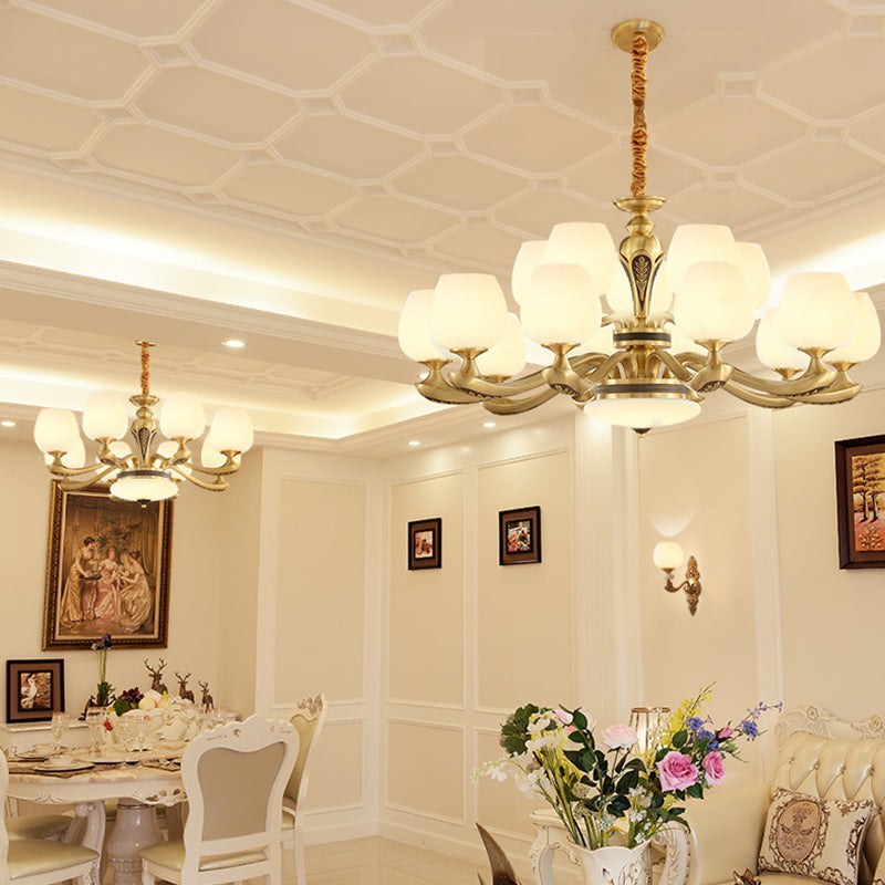 Glass American Chandelier Bowl Shape Multi Light Hanging Light pour le restaurant