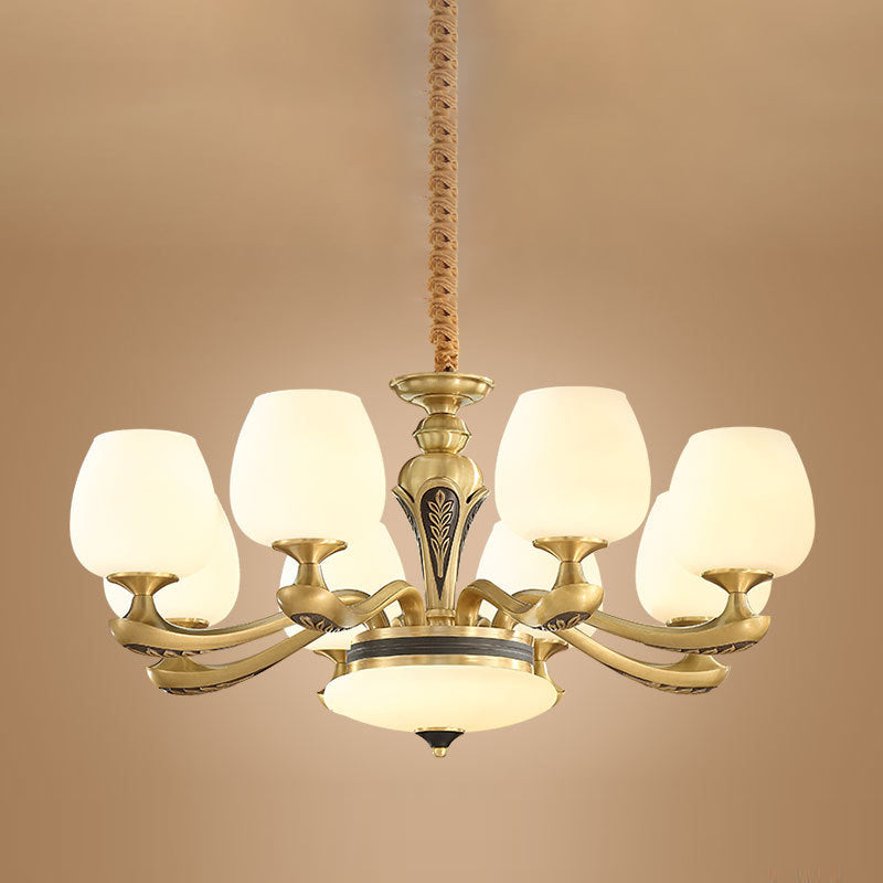 Glass American Chandelier Bowl Shape Multi Light Hanging Light pour le restaurant